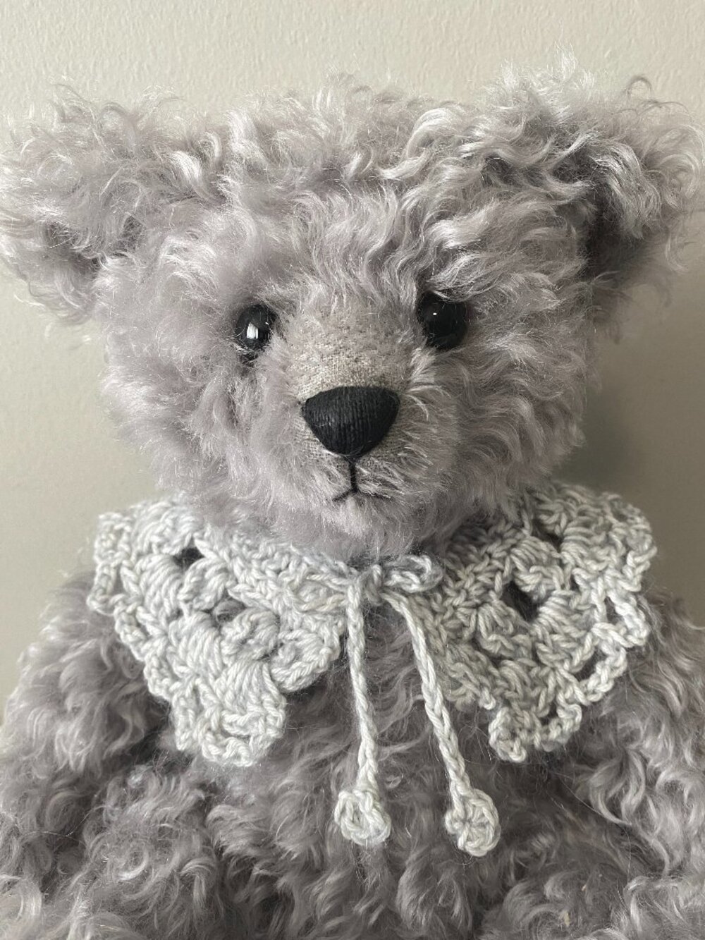 Handmade Crochet White Grey Collar Accessory for Teddy Bears & Plush Toys